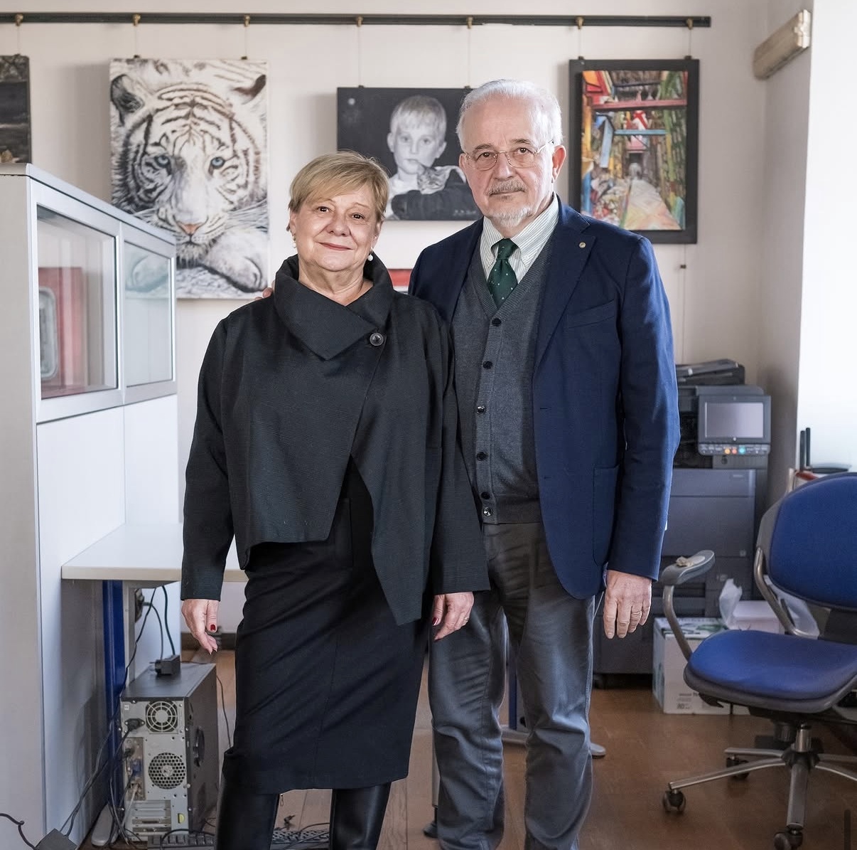 Marinella Maganza ed Enrico Martucci nello studio Oltrepocase di Corso Casale 12, Torino